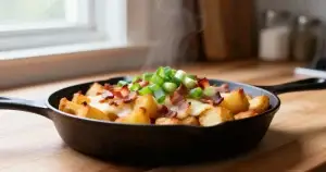 Helppo perunapannu lähikaupan aineksista – loaded potatoes arjessa 2026